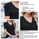 thumbnail image 3 of V cuello puff manga camiseta color puro moda fácil juego mujer verano camiseta para citas desgaste diario, 3 of 5