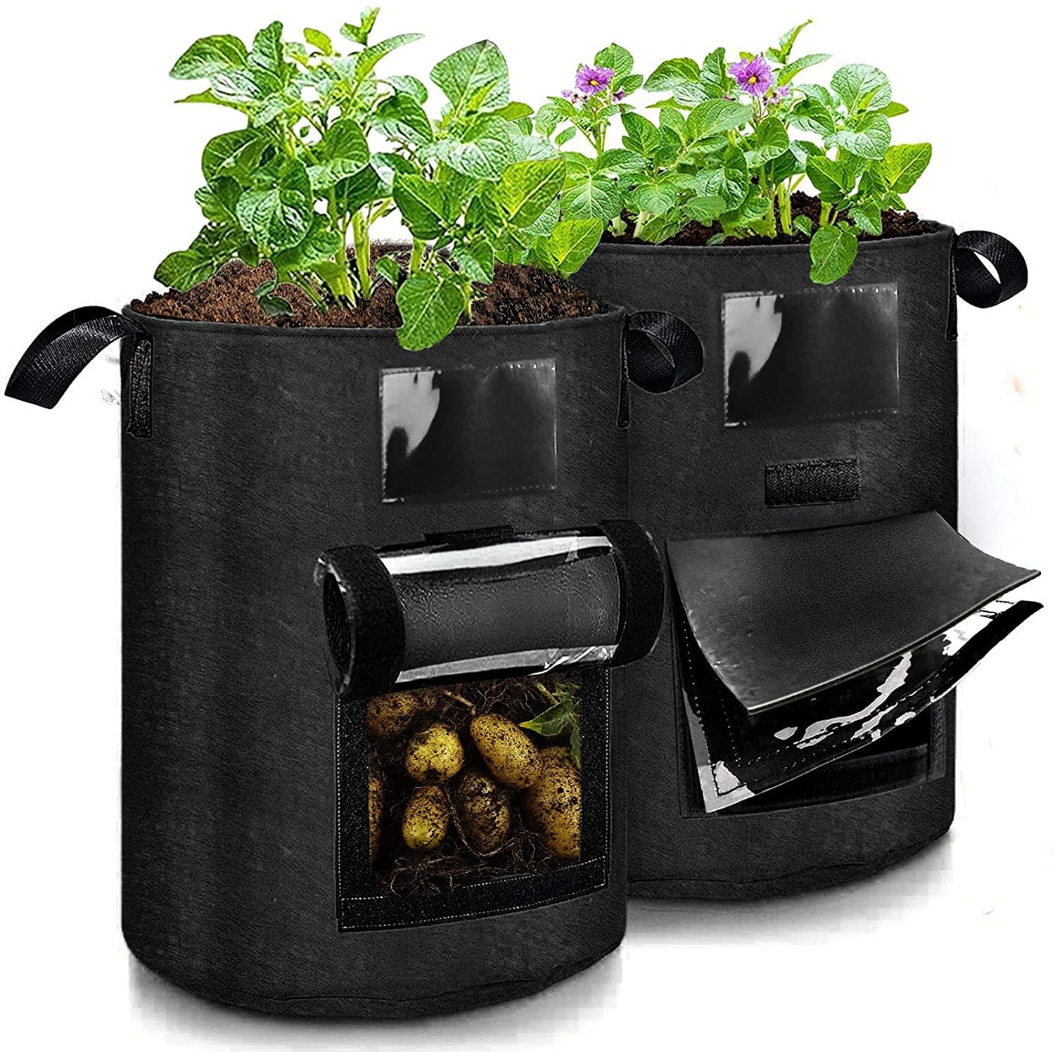 Details about   5 Pack Grow Bags Thickened Nonwoven Aeration Fabric Pots Durable Container New 