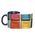 thumbnail image 4 of Colorful Abstract Vibrant Ceramic Geometric Pattern Coffee Mug Fun Custom Ceramic Mugs 11oz Navy Blue, 4 of 5