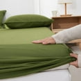 thumbnail image 5 of Simple&Opulence Linen Sheet Set-Linen Cotton Blend Bedding set-3 Pieces (1 Flat Sheet,1 Fitted Sheet&1 Pillowcase)-Soild Color Collection,Soft & Cozy,Cooling Bedding- Twin Size, Forest Green, 5 of 9