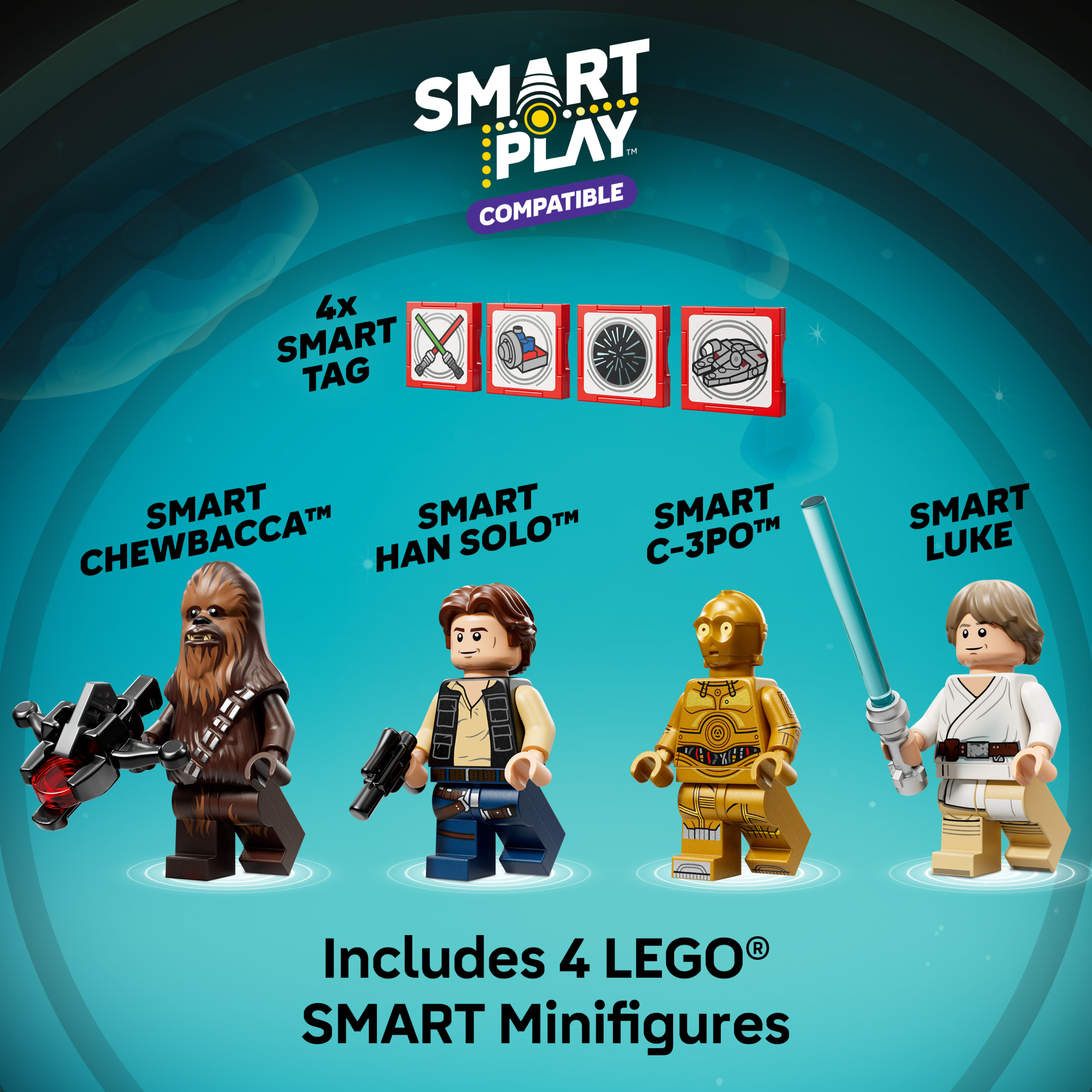 LEGO Star Wars SMART Play: Halcón Milenario Juguete de Construcción para Niños - Set Compatible con 4 Etiquetas SMART y 4 Minifiguras LEGO - Regalo para Niños, Niñas y Fans Mayores de 9 Años - 75426 5