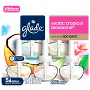 Glade PlugIns Scented Oil 5 Refills, Air Freshener, Exotic Tropical Blossoms, Essential Oil Infused Wall Plug In, 3.35 FL oz, 5 Refills