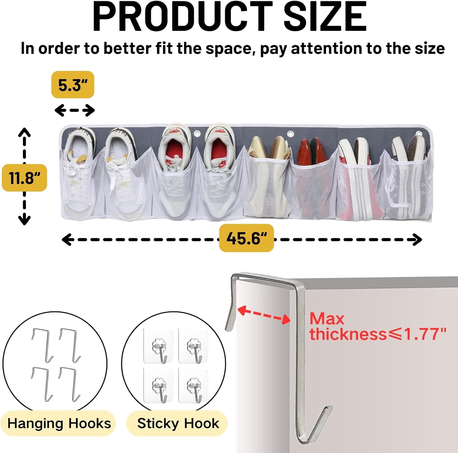 RV Shoe Storage for Bedside - 16 Extra Large Pocket Wall Mounted Entryway Shoes Rack, Bed Hanging Pocket Organizer, Bedside Caddy for Shoes and Tool Accessories,RV & Camper Essentials 2 Pack