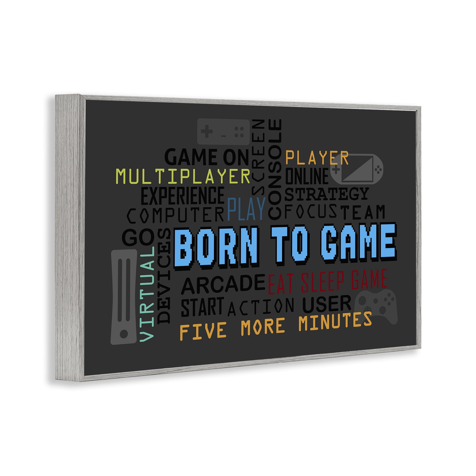 Stupell Industries Born To Game Arcade Gray Framed Giclee Art, design by Kim Allen