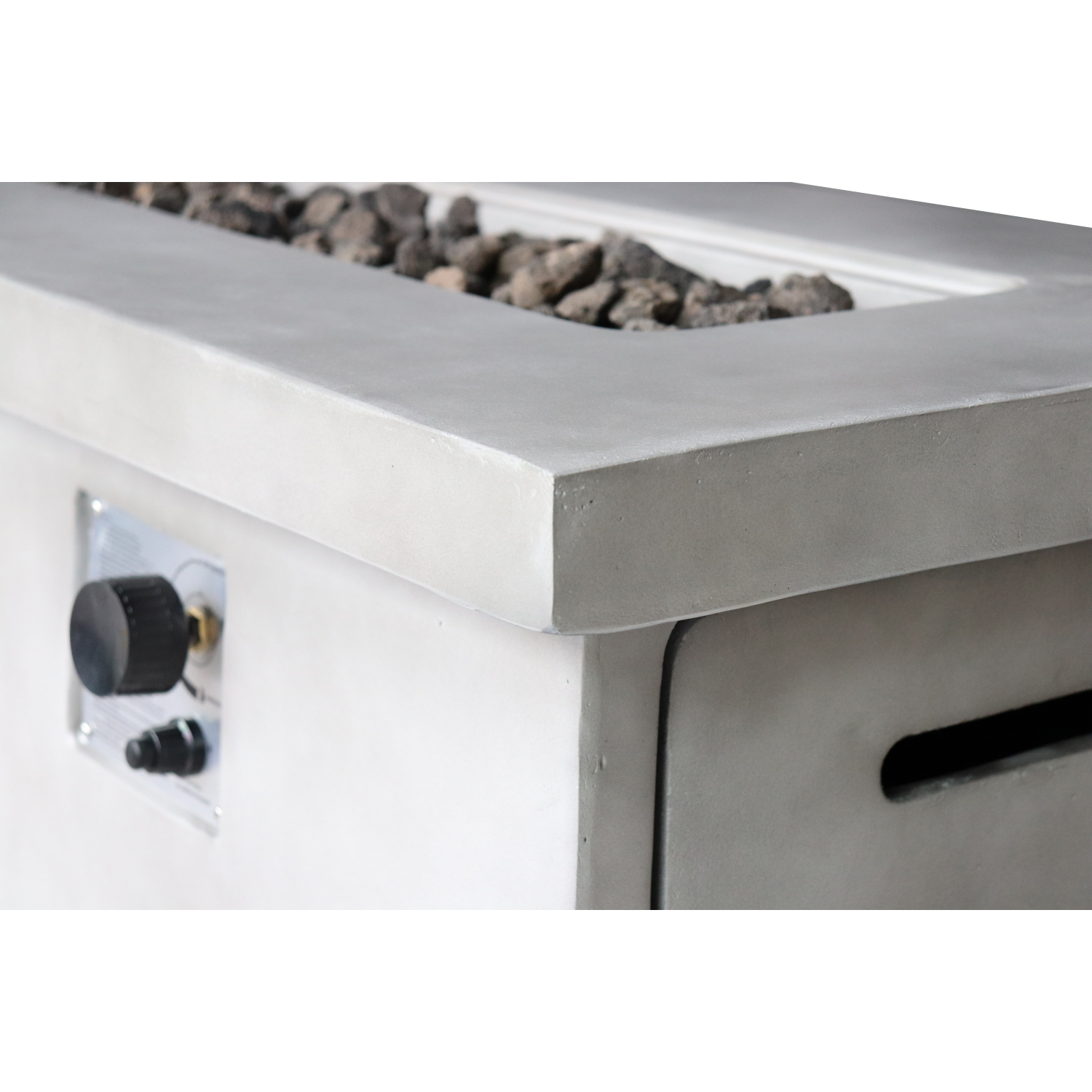 Miekor Furniture 24" H Concrete Propane/Natural Gas Outdoor Fire Pit Table 02094
