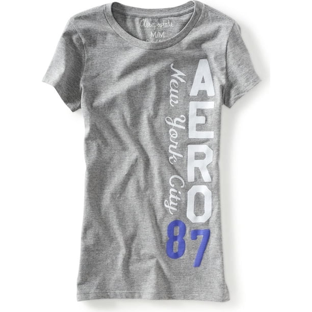 Aeropostale New York City Aero 87 Camiseta gráfica para mujer, gris, extragrande Aeropostale Camiseta gráfica