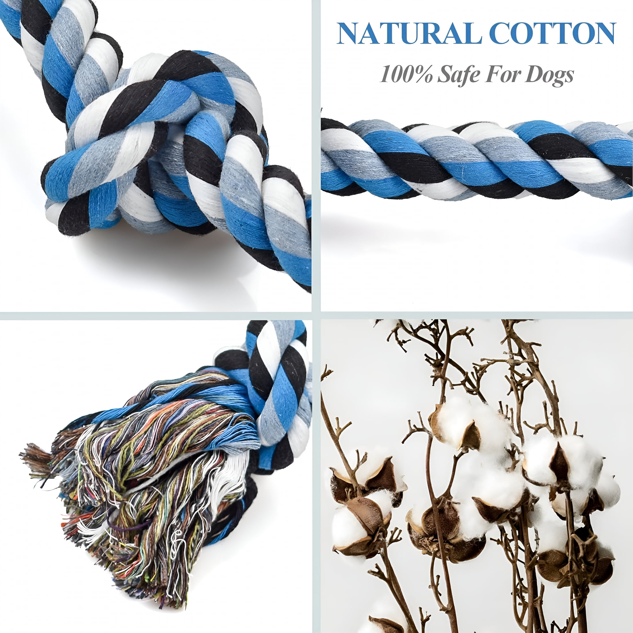 BESTSKY Dog Toys for Aggressive Chewers Tough Rope Chew Toys for Large and Medium Dog 3 Feet 5 Knots Indestructible Cotton Rope for Large Breed Dog Tug of War Dog Toy Teeth Cleaning