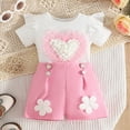 thumbnail image 6 of kpoplk Toddler Baby Girl Summer Clothes 3 6 9 12 18 24 Months Cotton Outfits Short Sleeve Contrast T-Shirts Tops Shorts Sets(Pink,9-12 M), 6 of 7