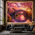 thumbnail image 6 of Cherry Blossoms Over Stone Bridge Sunset Landscape Romantic Japanese Inspired Wall Art for Nature Lovers Botanical Wall Art Spring Gift Tapestry Wall Hanging for Bedroom Living Room and Dorm, 6 of 7