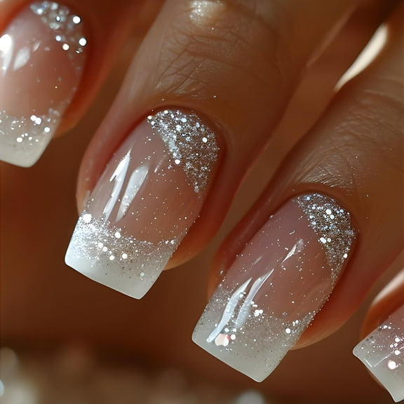 Bright Star Shining White Edge French Nail Sticker