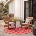 thumbnail image 3 of Safavieh Courtyard Alina Geometric Quatrefoil Indoor/Outdoor Area Rug, Red/Bone, 4' x 4' Round, 3 of 11