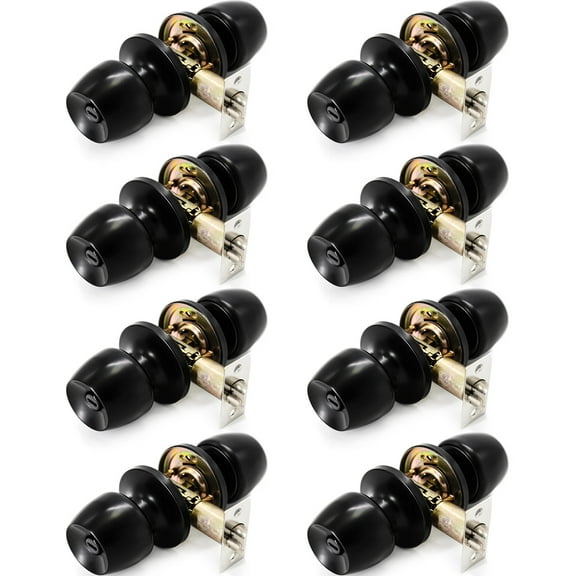 Villar Home Designs Door Knob Versa Black Privacy 8 Pack