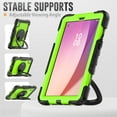 thumbnail image 2 of SaniMore for Lenovo Tab M9 9" Tablet 2023 (Model TB-310FU) Back Case with 360° Rotating Kickstand Holder Screen Protector Tri-layer Heavy Duty Drop-resistant Shockproof Cover, Black+Green, 2 of 6