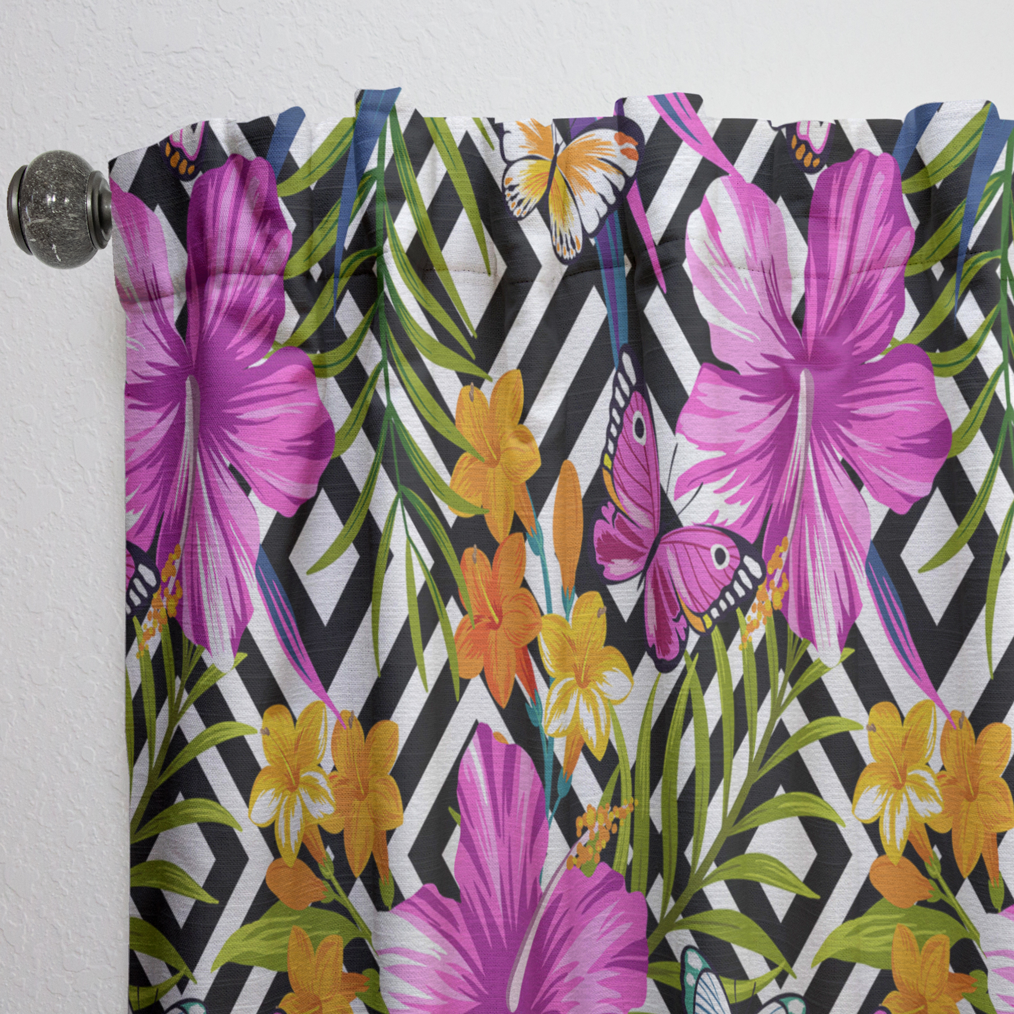 Designart 'Blossom Pink XLVI' Floral Curtain Panel