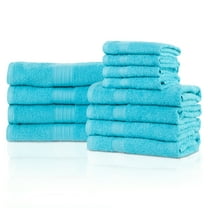 Modern Ultra-Soft Absorbent Eco-Friendly Cotton 12-Piece Bath Towel Set, Turquoise