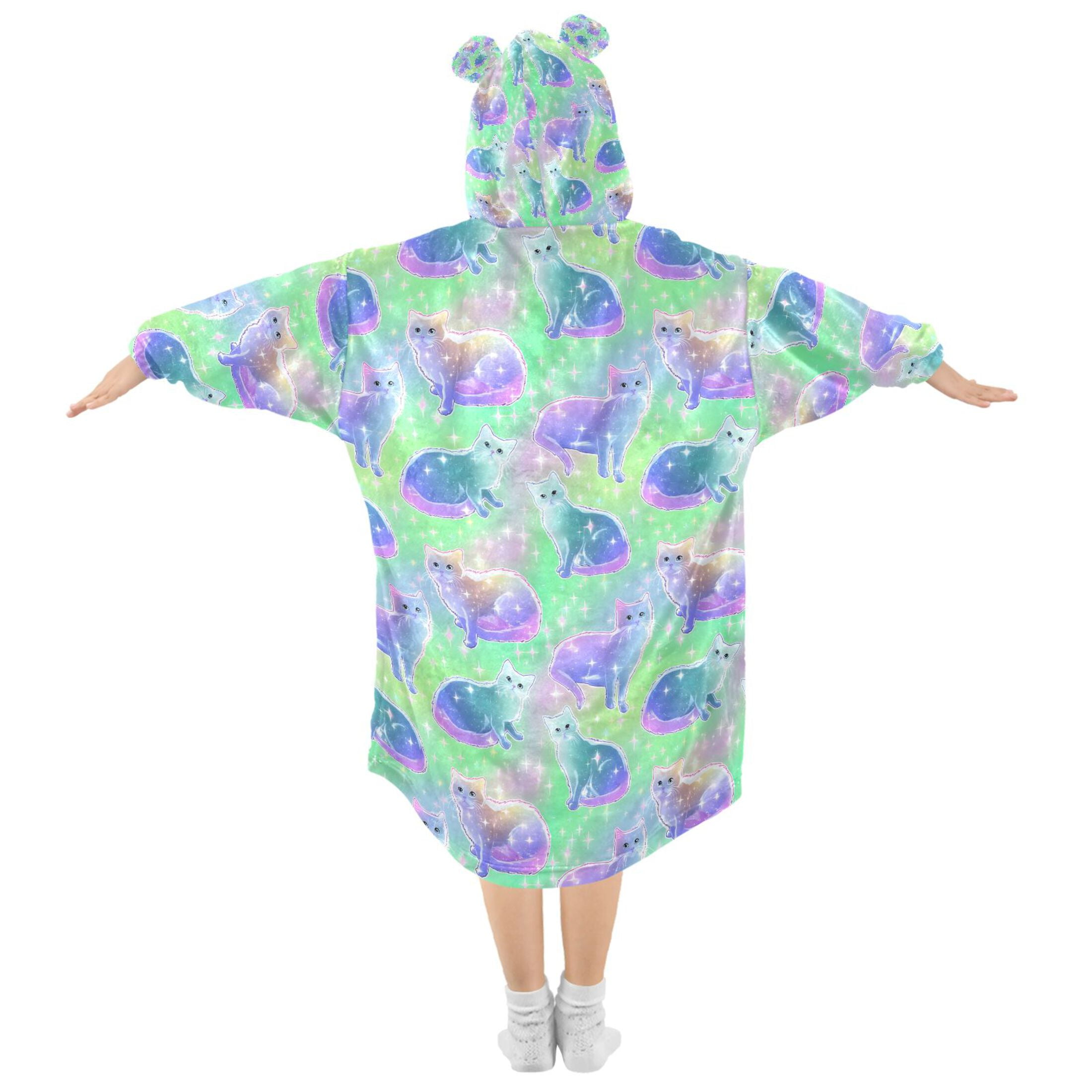 joogoo Blanket Hoodie for Glitter Cute Cats Oversize Sweatshirt 3-14 YR L