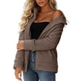 thumbnail image 5 of Nowekniz Women's Sherpa Fleece Zip Up Jacket, Long Sleeve Solid Fuzzy Sweatshirt, Warm Winter Full Zip Outwear Coat with Pockets, Casual Loose Fit Outerwear, 5 of 5