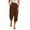Coffee, variant on Capri Pants For Women Tapered Cotton Linen Front Button Up Waist Casual With Pockets Work Trousers For Women
