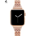 thumbnail image 3 of PULLIMORE Bling iWatch Bands Compatible with Apple Watch Band 38mm 40mm iWatch Series 8/7/6/5/4/3/2/1 SE Bracelet Diamond Rhinestone Watch Replacement Metal Strap Wristband (Rose Gold), 3 of 10