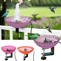 AZXY Bird Bath for Outdoors, 6.9-Inch Bird Bath with Adjustable Sturdy Metal Clamp for Railings, Deck Mounted Bird Bath Bowl Feeder for Balcony Yard Garden Decor