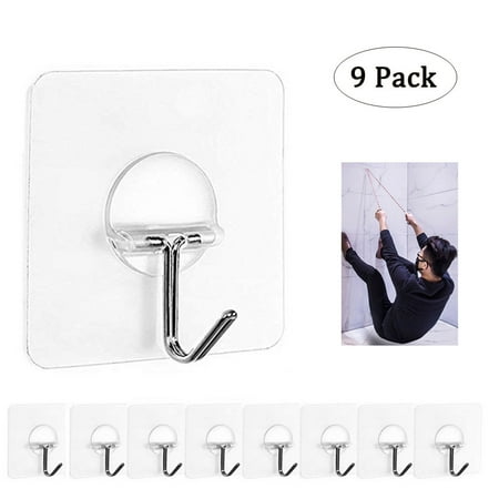 

9PC Strong Transparent Suction Cup Sucker Wall Hooks Hanger For Kitchen Bathroom