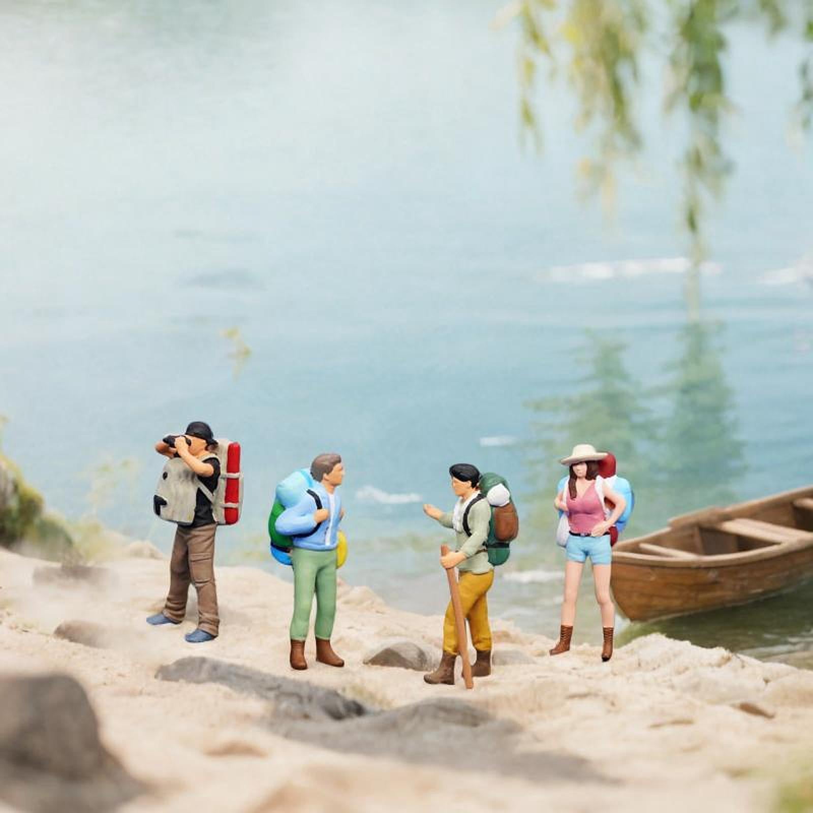 LeeQinersw 1:64 Miniature Figures Miniature People Figurines Hiking Collectibles Decorative 4pcs