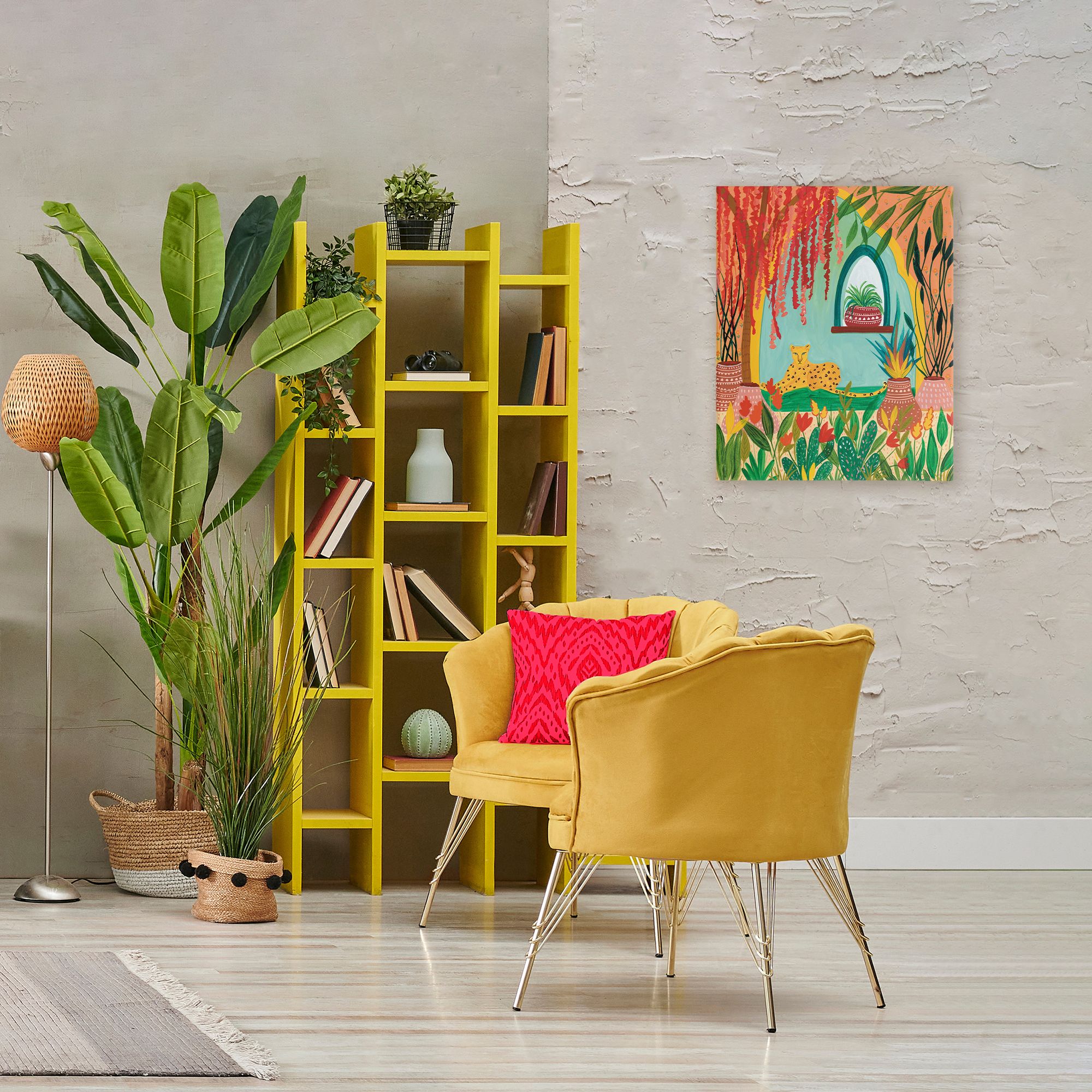 Lone Leopard Among Botanicals Canvas Wall Art, design by Nabeela Rumi