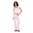 thumbnail image 3 of Forever 21 Women's Jersey Fold Over Waist Pants with Graphic Detail, Flare Leg Lounge Pants, Stretch Casual Everyday Comfort Style, Pink, XXS-4X, 3 of 5