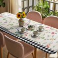 thumbnail image 3 of Easter Table Cloths for 8 Foot Rectangle Tables, Spring Farmhouse Bunny Eggs Flower Black Plaid Patio Waterproof Elastic Fitted Tablecloths, Washable Rectangular Table Cover for Camping, 3 of 8