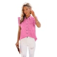 thumbnail image 2 of LYMAYTER Women Cowboy Outwear for S-XL Distressed Button-Down Jean Jacket Long Sleeve Ripped Short Denim Jacket, 2 of 6