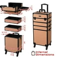 thumbnail image 2 of Byootique Rolling Makeup Train Case 4in1 Cosmetic Trolley Organizer Travel Case Lockable Salon Barber Case with Wheels for Makeup Artist Trave Nail,Rococo Coral, 2 of 9
