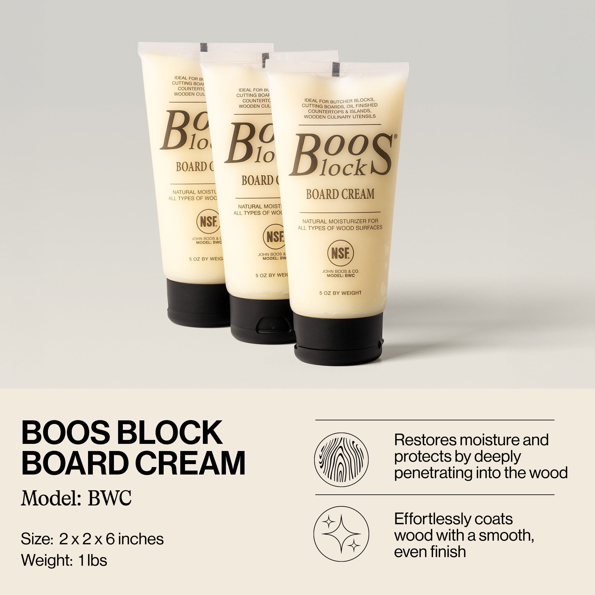 John Boos Walnut Wood Juice Groove Cutting Board w/Boos Block Cream, 3 Pack