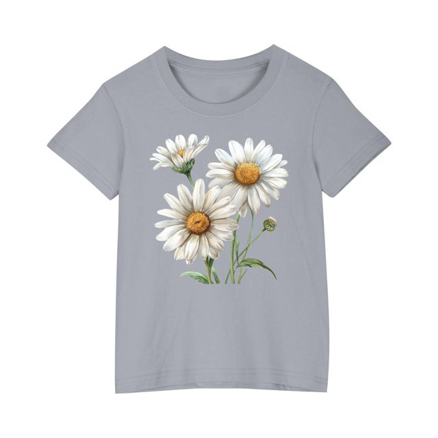 RXIRUCGD 2025 Vêtements d'Été pour Enfants T-shirt Imprimé Mode Mignon Col Rond Manches Courtes