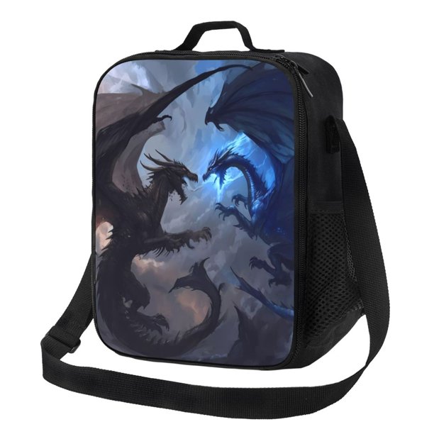 Disketp Black And Blue Lightning Dragon Bolsa Térmica Estampada para Almuerzo, Lonchera para Hombres y Mujeres Adultos
