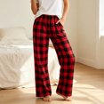 thumbnail image 6 of PNTUTB Pajama Pants for Women Fashion Plaid Elastic Waist Straight Leg Pant Loose Casual Comfort Trendy Lounge Sleep Pants with Pockets, 6 of 7