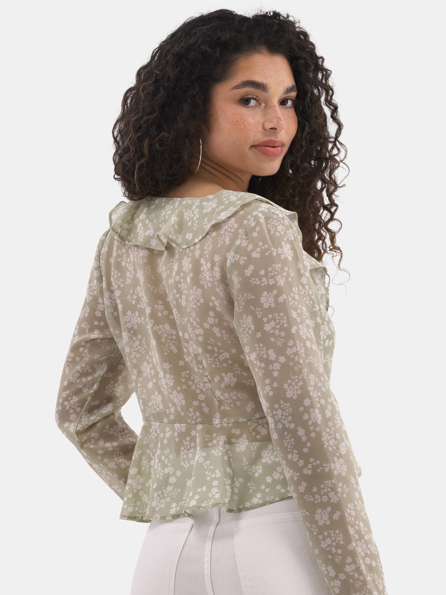No Boundaries Ruffle Woven Top, Women's