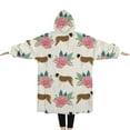 thumbnail image 2 of Oversized Wearable Blanket Hoodie,Saint Bernard Dog Breed and Flower Floral Sherpa Blanket Hoodie with Super Pockets,Super Warm Fuzzy Pullover for Women & Men, 2 of 6