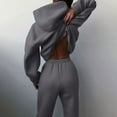 thumbnail image 2 of CILENON Airport Outfits for Women 2024 Women Solid Solor Casual Fashion Long Pants With Thick Long Sleeve Hoodie Suit Conjuntos De 2 Piezas Para Mujer Casual Outfits for Women Plus Size Sets(Gray,L), 2 of 6