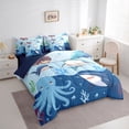 thumbnail image 2 of Erosebridal Marine Shark Twin Bedding Sets 7-Piece for Kids, Blue Octopus Coral Bedding Comforter Set, 2 of 7