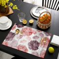 thumbnail image 3 of Red Ombre Spring Floral Placemats Set of 8, Summer Botanical Flowers Placemats for Dining Table, Place Mats for Kitchen Tabletop, Waterproof Wipeable Dining Table Mats Set, 3 of 9