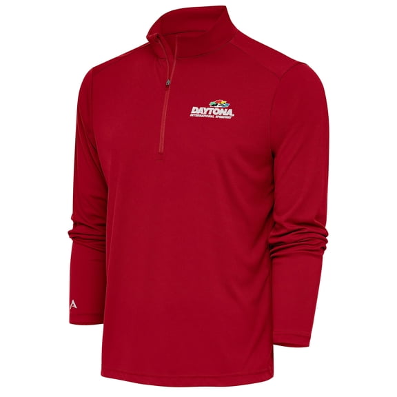 Men's Antigua Red Daytona International Speedway Tribute Quarter-Zip Pullover Top