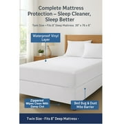 Twin Size Bed Mattress Cover Zipper Plastic Waterproof Bed Bugs Protector Mites
