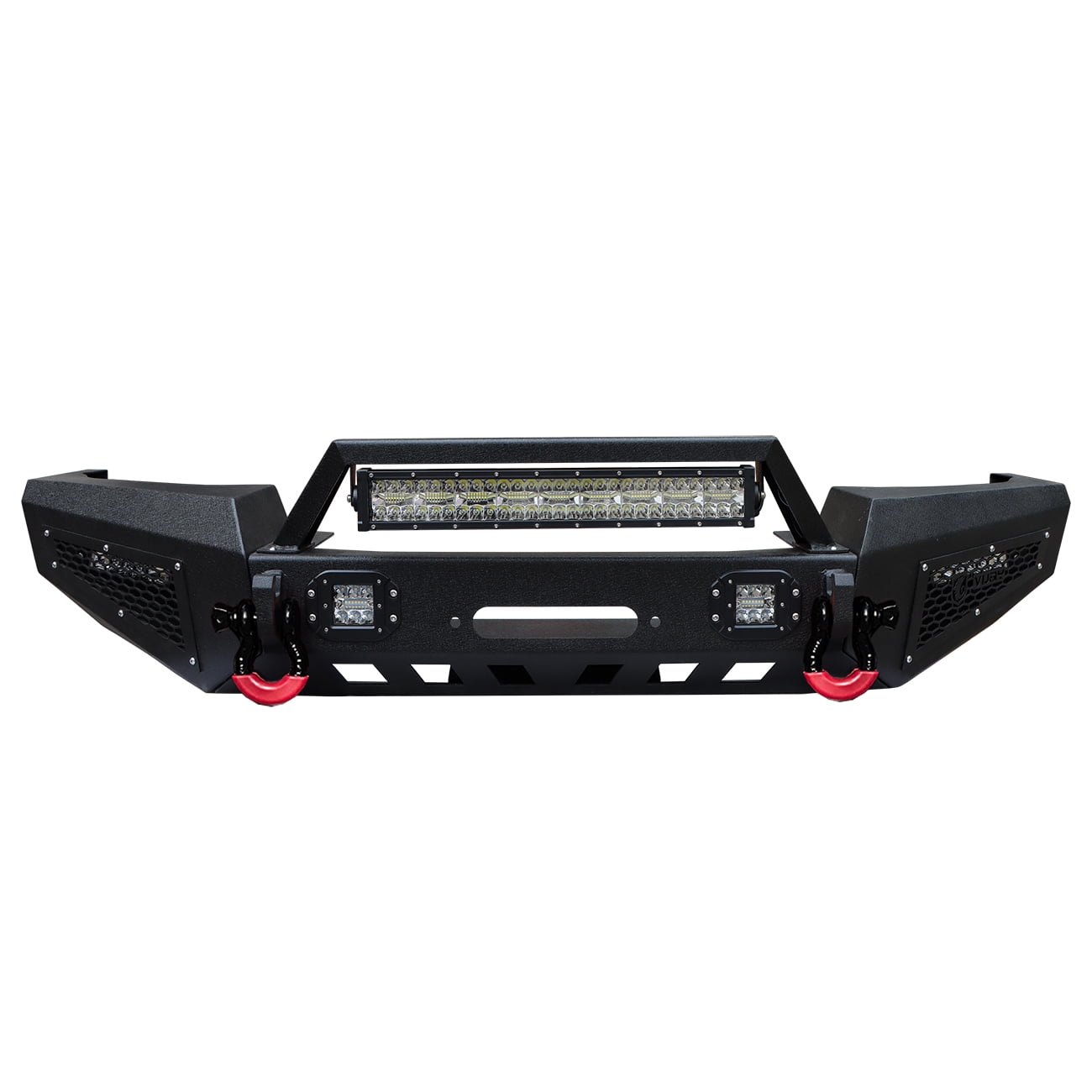 Vijay Compatible with 1999-2000-2001-2002-2003-2004 Jeep Grand Cherokee WJ Front and Rear Bumper Textured Black Steel with Light and D-ring