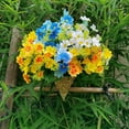 thumbnail image 4 of 6 Bundles Artificial Fake Flowers Daisy Bouquets Outdoors Silk Faux Wild Colorful Flowers Daisies with Stems for Indoor Outside Home Garden Grave Cemetery Decor (Blue White & Yellow), 4 of 8