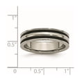 thumbnail image 2 of Titanium 6mm Grooved Black Rubber Polished Band Ring Size 6 Ring for Women and Men, 2 of 2