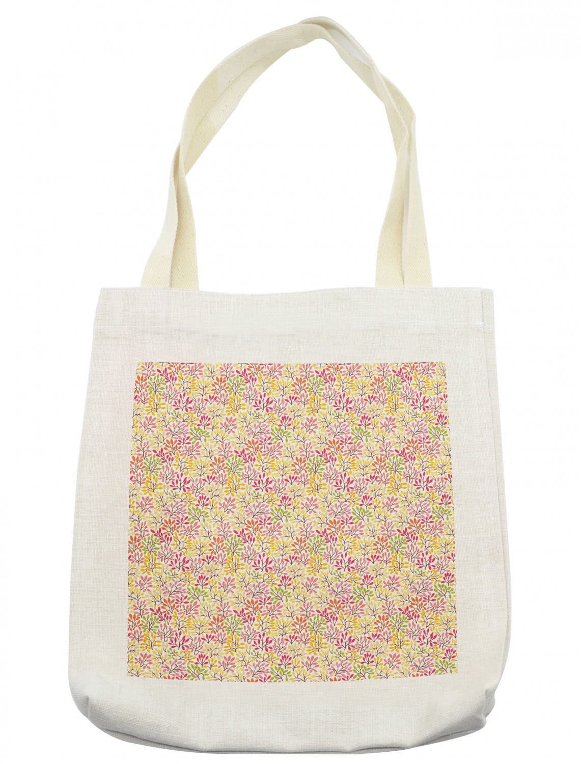 Pastel Tote Bag, Colorful Foliage Pattern with Twigs Full of Leaves ...