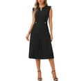 thumbnail image 2 of INSPIRE CHIC Sleeveless Dress for Women's Casual V Neck Button Pleated Midi Dress M Black, 2 of 6