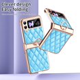 thumbnail image 5 of MonsDirect for 6.7 inch Samsung Galaxy Z Flip 4 5G 2022 Case, Hinge Protection Plating Frame Hard PC Shell Diamond PU Leather Cover Shockproof with Finger Ring Stand Holder for Galaxy Z Flip 4, Blue, 5 of 7