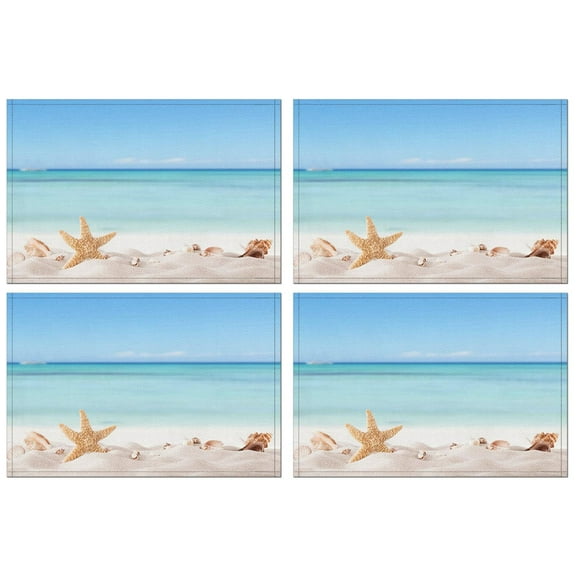 Beach Ocean Starfish Marine Place Mats Washable Placemats for Indoor Kitchen Dining Rustic Vintage Kitchen Table Mats