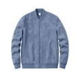 thumbnail image 6 of FRSASU Men's Suede Bomber Jacket Zip‑Up Stand Collar Long Sleeve Casual Lightweight Outerwear with Side Pockets Light Blue, 6 of 7